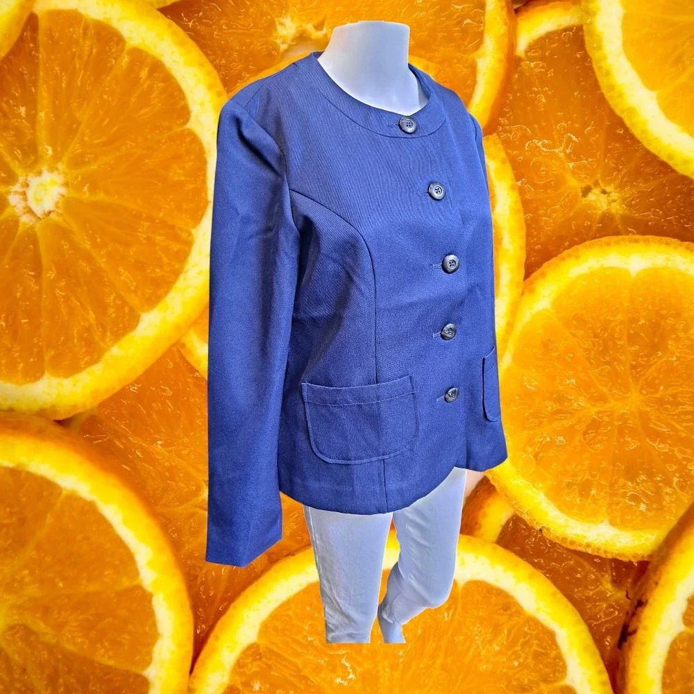 Vermont Country Store Blazer Jacket Career Button Front Blue Size‎ 8